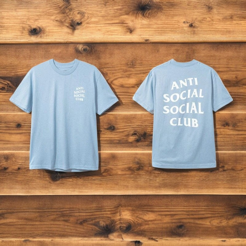Anti Social Club 'White Lettering on Light Blue Shirt'