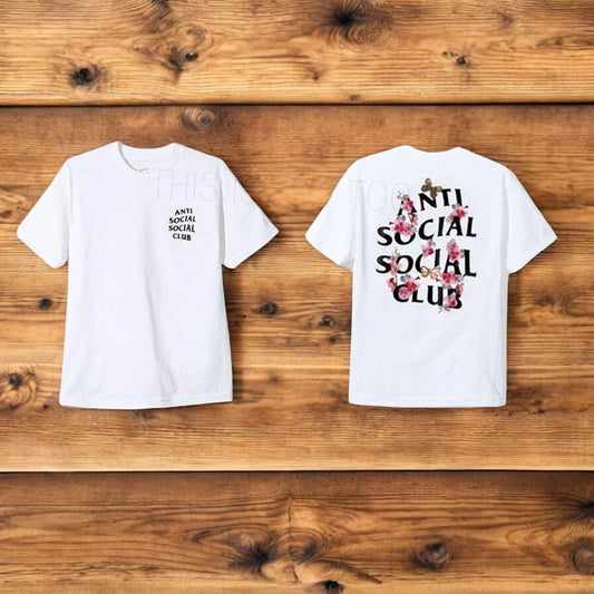 Anti Social Club 'Flower Print on White Shirt'