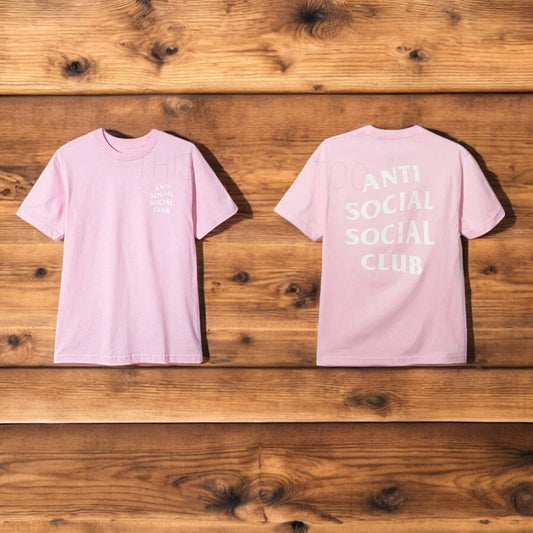 Anti Social Club 'White Lettering on Pink Shirt'