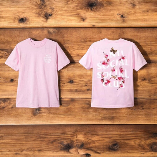 Anti Social Club 'Flower Print on Pink Shirt'
